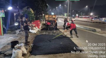Perumda Tirta Benteng Kota Tangerang Lakukan Perbaikan Jalan Gatot Subroto Terdampak Galian Pipa