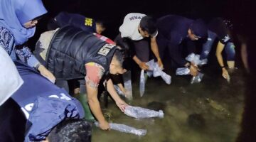 Dukung Kelestarian Laut, Polres Metro Tangerang Kota Lepasliarkan 30.000 BBL di Pandeglang